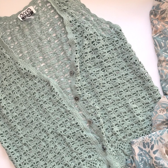 Vintage! Anna Gray Crochet Vest - Picture 1 of 12